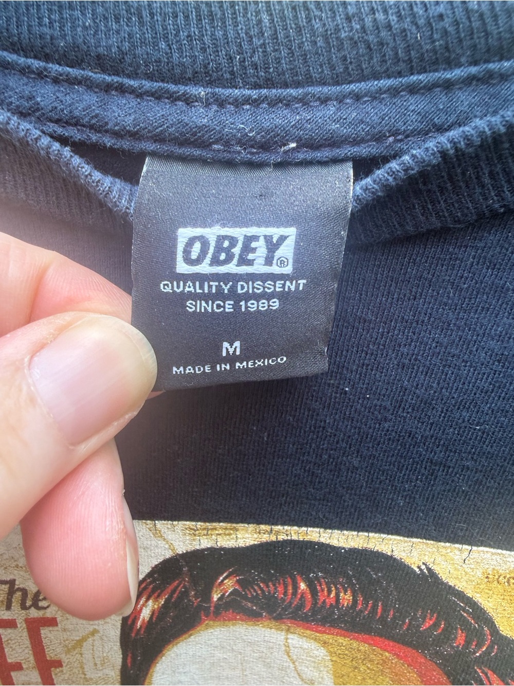 Obey Navy Blue Short-Sleeve Tee with 'Free Speech' Graphic - Picture 3 of 5